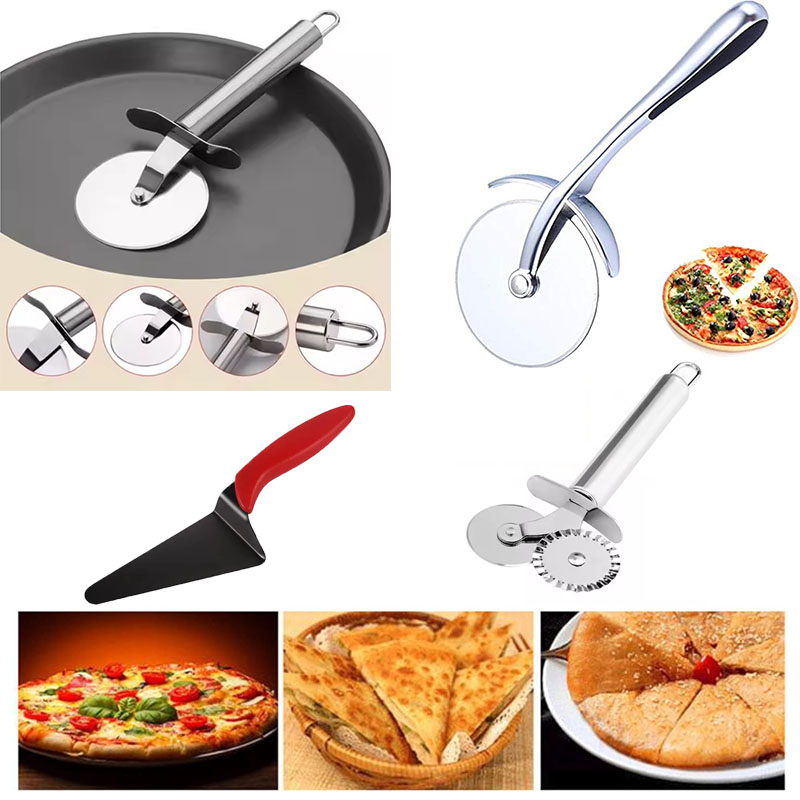 Baking Kitchen Set - Set pemotong Pizza Stainless Steel, roda